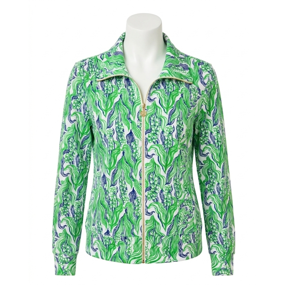 NEW LILLY PULITZER upf 50+ eleni pullover sweatshirt in putting green lilly of t